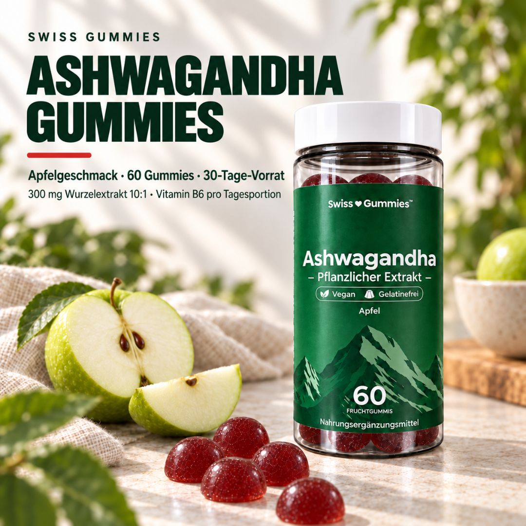Ashwagandha – Fruchtgummis mit 300 mg Wurzelextrakt und Vitamin B6