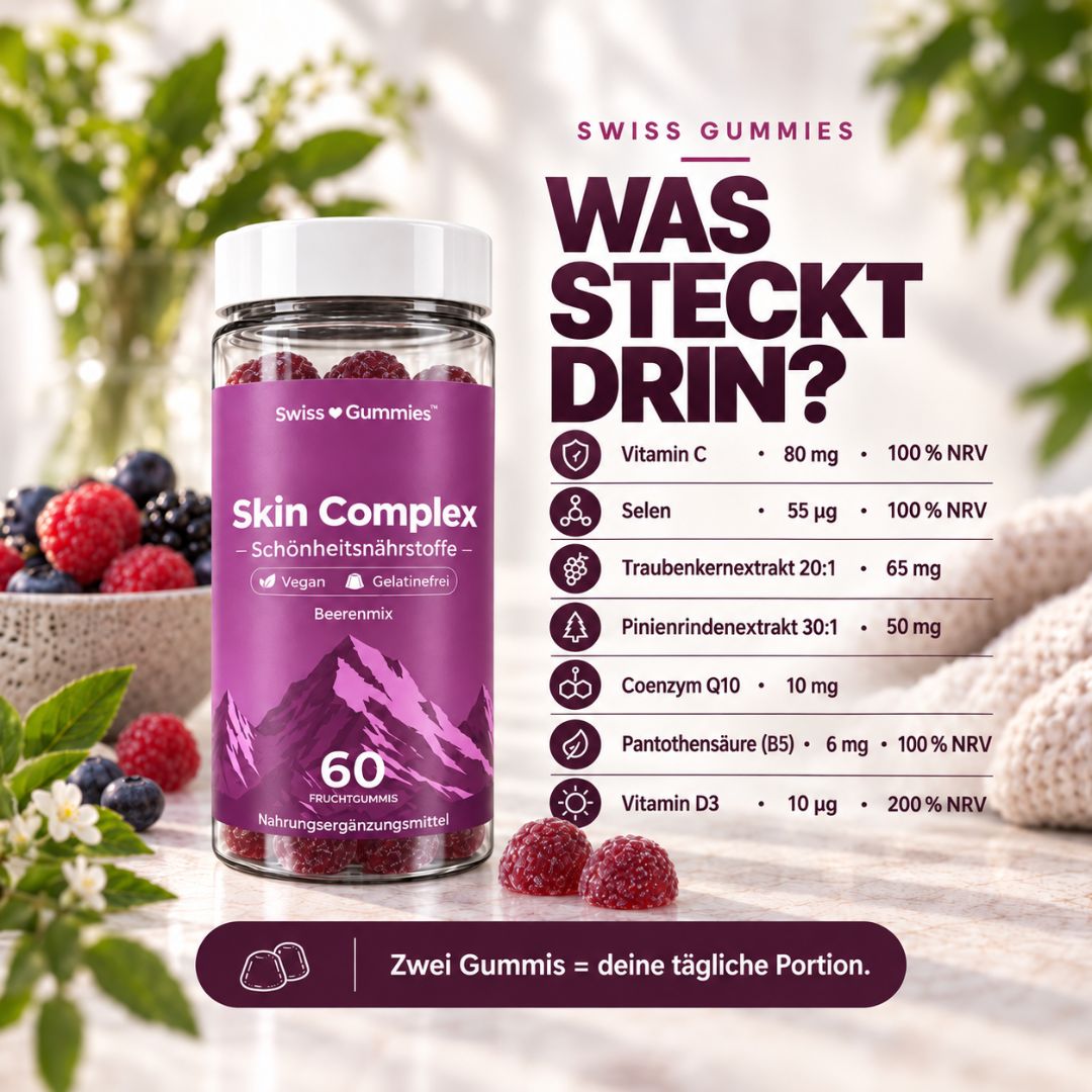 Skin Complex – Fruchtgummis mit Vitamin C, Selen und Pflanzenextrakten