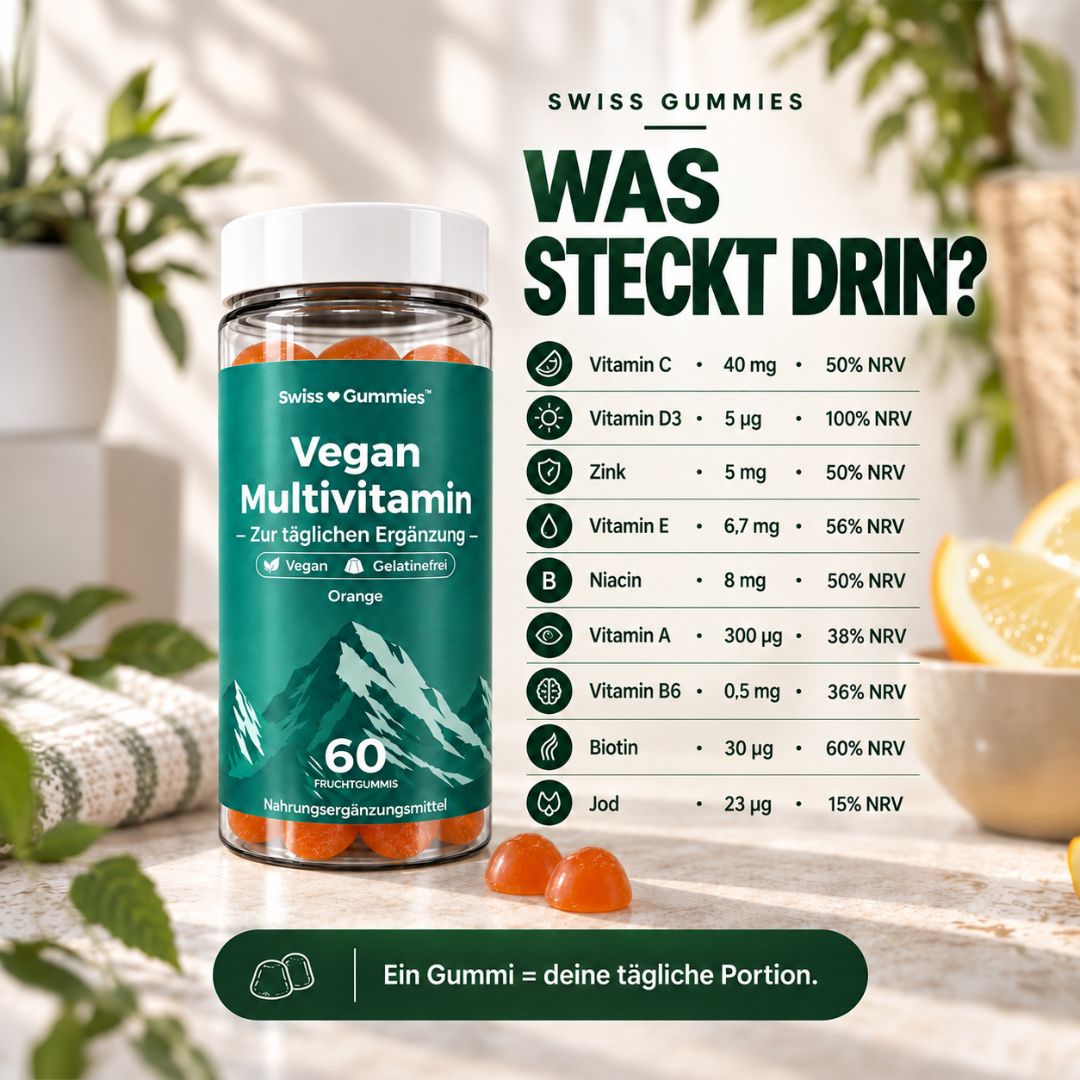 Vegan Multivitamin – gommes avec 7 vitamines et 2 minéraux